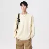 Camiseta Simples de Cor Sólida Estilo Japonês Gola Alta Manga Longa Masculina Outono e Inverno Algodão Puro Marca de Moda Masculina e Feminina Camiseta Básica de Roupa de Baixo