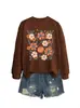 Amazon Wish comercio exterior transfronterizo estación europea moda elegante mujer floral calabaza sudadera nueva en stock
