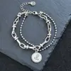 Pingente de coração urso grafite pulseira retrô personalidade acessórios explosivos transfronteiriços joias de nicho ins temperamento atacado