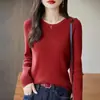 Camiseta base de punto de terciopelo Andy de tres hilos para mujer, corte holgado, jersey de cuello redondo, suéter cálido, modelo grueso nuevo de otoño e invierno
