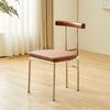Silla de Comedor Nórdica Minimalista Silla de Cafetería con Respaldo Silla con Respaldo de Madera Maciza Silla de Comedor Sencilla de Lujo Ligero Acero Inoxidable Silla de Hierro