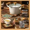 Almohadilla de Aislamiento Térmico Mango de Madera Maciza Retro Azulejo de Flores Base para Ollas Plato de Madera Anti-quemaduras Posavasos Hogar Cazuela Olla de Sopa Aislamiento Térmico Almohadilla de Madera