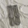 Calcetines Bordados de Corazón Estilo Coreano para Mujer, Otoño e Invierno, Calcetines Largos de Algodón con Letra en el Talón, Estilo Popular de Celebridad de Internet, Calcetines Caídos de Compresión Ligera de Caña Media