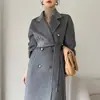 Vestido de Tweed de Doble Cara Cuello Chaqueta Clásica de Seis Botones Estilo Hepburn Talla Pequeña Holgado Casual Lana Completa Abrigo de Otoño e Invierno