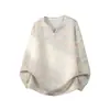 Nueva Camiseta de Punto para Hombre Otoño 2026, Cuello en V, Holgada, Manga Larga, Talla Grande, Estilo Casual Perezoso, Suéter Básico para Hombre