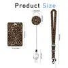 Lanyard Retráctil de Poliéster de Fácil Extracción Más Vendido de Amazon con Clip Giratorio y Portatarjeta de Identificación con Estampado de Leopardo Marrón Doble Cara con Protección UV