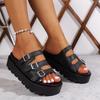 Nuevas Sandalias para Mujer Exportación Talla Grande 25 Años Stock al por Mayor Retro Hebilla de Tres Correas Sandalias Romanas de Suela Gruesa