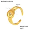 Anillo Abierto Incrustado con Circonita Transfronterizo Europeo y Americano Acero Inoxidable Diseño de Nicho Anillo de Corazón Chapado en Oro de 18 Quilates Joyería para Mujer