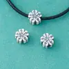 Prata Pura 999 Vintage 3D Flor Dura de Prata Contas Espaçadoras Flor de Pessegueiro Fio de Miçangas DIY Pulseira de Cristal Acessórios de Prata Materiais