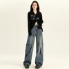 Estilo Retro Americano Protección Ambiental Azul Electrolítico Ropa de Trabajo Jeans para Mujer Cintura Alta Adelgazantes Pierna Ancha Pantalones para Otoño 2024 Nuevo