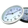 Relógio de parede redondo de 10 polegadas (25 cm) com moldura galvanizada, mostrador digital simples, para escritório, sala de estar, silencioso