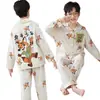 Pijama Infantil de Algodón Nube para Niños, Manga Larga, Cárdigan Delgado para Primavera y Otoño, Conjunto de Ropa de Casa Estilo Casual para Niños y Adolescentes