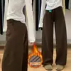 Jeans de Pana Maillard Marrones de Pierna Ancha para Mujer Invierno Nuevos de Cintura Alta Sueltos Caídos Pantalones Scimitar