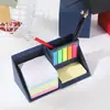 Conjunto de notas adesivas transfronteiriço, caixa mágica de notas rotatória e dobrável multifuncional com porta-canetas, notas adesivas coloridas reutilizáveis com impressão de logotipo