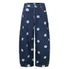 Calça Jeans para Homem com Estampa de Bolinhas e Design Tendência Street Style, Ajuste Solto Único, Calça Longa de Pierna Larga para Trabalho