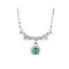 Concha de plata S925 plata de ley nuevo estilo chino exquisito hielo calcedonia natural collar para mujer lujo ligero sensación de alta gama sentido del diseño cadena para el cuello