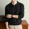 Suéter de malha de manga comprida para homens, 450g, antibacteriano, camisa polo espessa, camada interna com gola dobrável, suéter casual versátil contendo lã