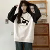 Moletom Redondo Raglan Fat mm para Mulheres Outono e Inverno 2025 Novo Americano Tamanho Grande Solto Oversize Manga Longa Tendência
