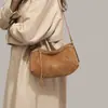 Bolso de Mujer 2026 Nuevo Estilo Bolso de Mujer Otoño/Invierno Cuero Genuino Bolso Dumpling Gamuza Tacto de Alta Gama Bolso de Hombro Único Cruzado