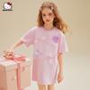 Vestido de Verano para Niñas 2025 Nuevo Ropa Infantil Mediana y Grande Estilo Dulce y Cariñoso Hello Kitty Camiseta de Dibujos Animados Falda