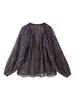 Venta al por mayor de comercio exterior transfronterizo para mujer, nueva blusa estampada con pequeñas flores y líneas metálicas ZRA de AliExpress en stock