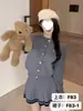 Traje Estilo Universitario, Suéter Dulce de Manga Larga, Cárdigan Tejido, Ropa de Otoño para Mujer, Conjunto de Dos Piezas con Falda Plisada