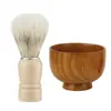 Cepillo para barba para hombre transfronterizo Cepillo de limpieza facial de cerdas suaves Cepillo de afeitar manual Tazón para espuma de afeitar con soporte para barba antiguo