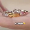 Anel de Cachorro Linha Novo Anel de Casal Anel de Casal Leve Luxo Amor Cachorro Fofo Presente para Namorada 2024 Novo Estilo