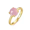 Cross-border novo simples geométrico sintético rosa anel de cristal feminino série de doces estilo europeu e americano S925 anel de prata esterlina atacado