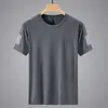 Camiseta de Malla Hielo Seda Hombre Cuello Redondo Secado Rápido Manga Corta Delgada Transpirable Media Manga Talla Grande Superior Hombre Deportivo Holgado Moderno