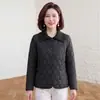 Otoño e Invierno Nuevo Estilo Ropa para Mujeres de Mediana Edad y Mayores Chaqueta Ligera de Algodón Acolchado de Diamantes Ropa de Abrigo Cálida Ropa para Madres Chaqueta Pequeña de Algodón Abrigo de Algodón con Solapa Mujer