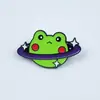 Insignias Metálicas de Animales de Dibujos Animados, Broches Lindos de Rana Astronauta, Decoraciones de Bolsas de Pareja Modernas y Versátiles