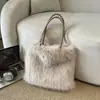 Nova bolsa de pelúcia outono e inverno para mulheres, bolsa tote estilosa e da moda com grande capacidade, pode ser carregada na mão ou usada como bolsa transversal