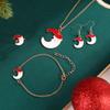 Pendientes de ambiente navideño, collar, pulsera, anillo, traje, pendientes navideños, combinación de joyas, pendientes de cuatro piezas