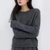 Malvavisco del Mundo ~ Hilo de Color Mixto de Lana de Cachemira de Seda Herbalife Amara Engrosado de 3 Hebras Punto de Cuello Redondo Normcore para Mujer
