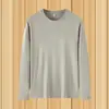 Camiseta de manga larga para hombre de seda de leche 180g otoño e invierno fina holgada color liso camiseta básica talla grande cuello redondo ropa de otoño