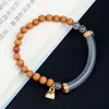Nuevo Pulsera de Sándalo Barbie con Aroma a Leche Estilo Chino con Ágata Gris, Media Pulsera de Nicho con Acabado de Alta Gama, Pulsera de Joyería Bicolor para Mujer, Al por Mayor