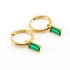 Pendientes de circonitas de colores de acero de titanio transfronterizos para mujer, pendientes de temperamento de diamantes cuadrados de acero inoxidable de 18 quilates europeos y americanos para mujer