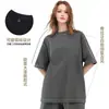 Algodón puro de 270 g con un efecto desteñido y blanqueado, resistente, parcialmente desgastado, camiseta de manga corta extragrande con hombros caídos estilo americano al por mayor