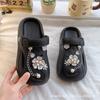 Chanclas de Verano 2025 para Niñas con Cadena de Perlas de Dibujos Animados, Antideslizantes con Agujeros, Estilo Princesa con Pedrería, Modernas, de Punta Cerrada