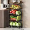 Estante de Almacenamiento de Cocina Cesta para Frutas y Verduras Sala de Estar Estante de Almacenamiento para Juguetes y Snacks Carrito Pequeño Multifuncional de Pie para el Hogar