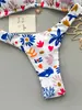 Comércio Exterior Estilo Europeu e Americano Bikini Estampado Feminino Triângulo com Amarração Peça Única Maiô Férias Praia Cortado Alto Moda Praia Atacado