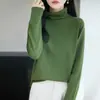 Suéter de punto de cuello alto 100% algodón para mujer, negro, corte holgado, cuello alto apilado, manga larga, camiseta interior cálida para otoño e invierno