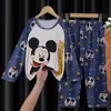 Pijamas para niños, niñas, primavera y otoño, niños, manga larga, finos, dibujos animados, niña pequeña, princesa, estilo occidental, traje de casa para niños grandes