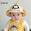 Sombrero de Pescador para Bebé Lindo Dibujo Animado Estilo Pingüino Pequeño Sombrero de Cubo Estilo Coreano Ins Sombrero de Sol para Niños de 2 Años Exportación