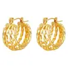 Brincos de aço inoxidável torcido com costura de temperamento simples e novo, estilo europeu e americano, brincos de aço titânio banhados a ouro 18K da moda