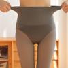 Calça de Seda Preta com Forro de Fleece, Calça Térmica Mágica Engrossada para Pernas Nuas Outono e Inverno, Controle de Barriga, Levanta Bumbum, Leggings Translúcidas com Estrutura de Peixe