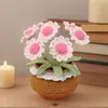 Crochê Artesanal Transfronteiriço Finalizado Margarida de 7 Cabeças Lã Grande Vasada Mesa Bonsai Presente Decoração Carro Vaso de Flores