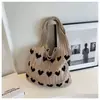 Bolso de Hombro de Punto Color Sólido Estilo Coreano Ins, Bolso de Mano Hueco, Bolso Tote de Gran Capacidad, Bolso Cruzado para Mujer