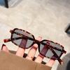 Óculos de sol nerd box hawksbill leopard tan estilo coreano óculos de sol femininos na moda high-end small-face round-face